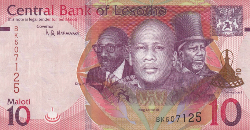 PN21c Lesotho 10 Maloti Year 2021